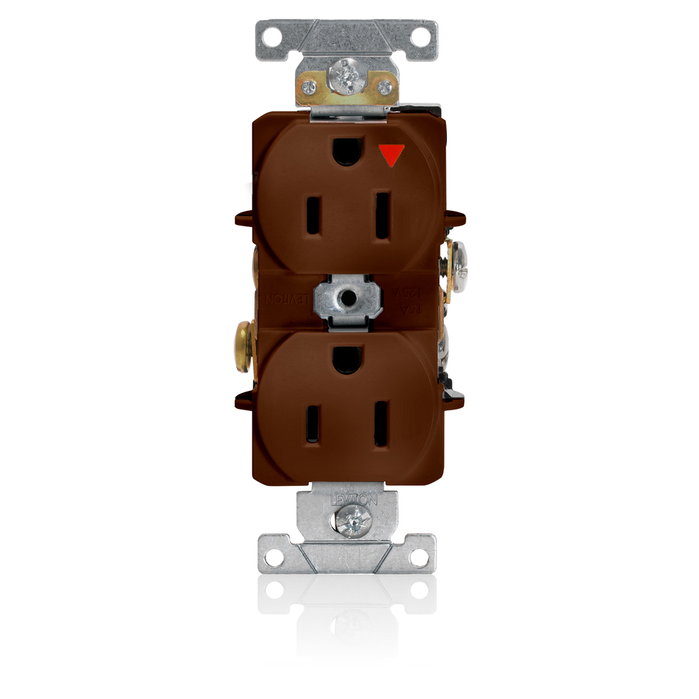 Product image for 15 Amp Isolated Ground Duplex Receptacle/Outlet, Industrial Grade, Self-Grounding, Isolated Ground