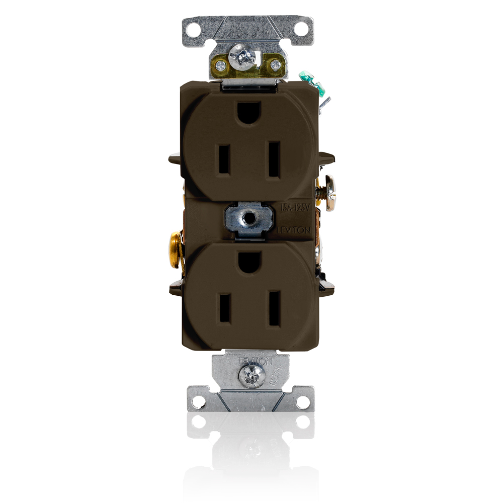 Product image for 15 Amp Duplex Receptacle/Outlet, Industrial Grade, Self-Grounding