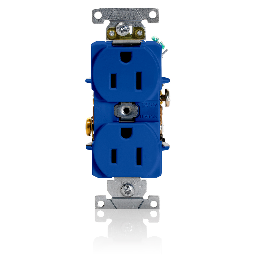 Product image for 15 Amp Duplex Receptacle/Outlet, Industrial Grade, Self-Grounding