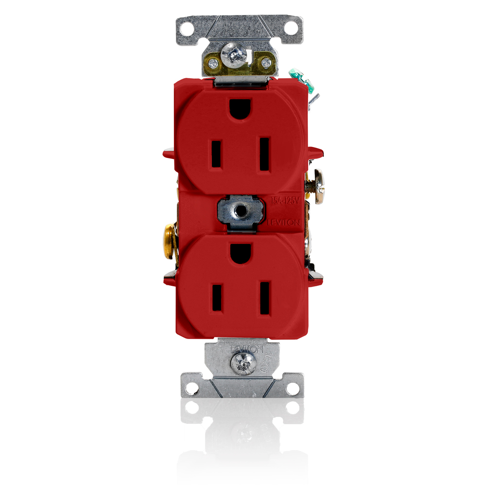 Product image for 15 Amp Duplex Receptacle/Outlet, Industrial Grade, Self-Grounding