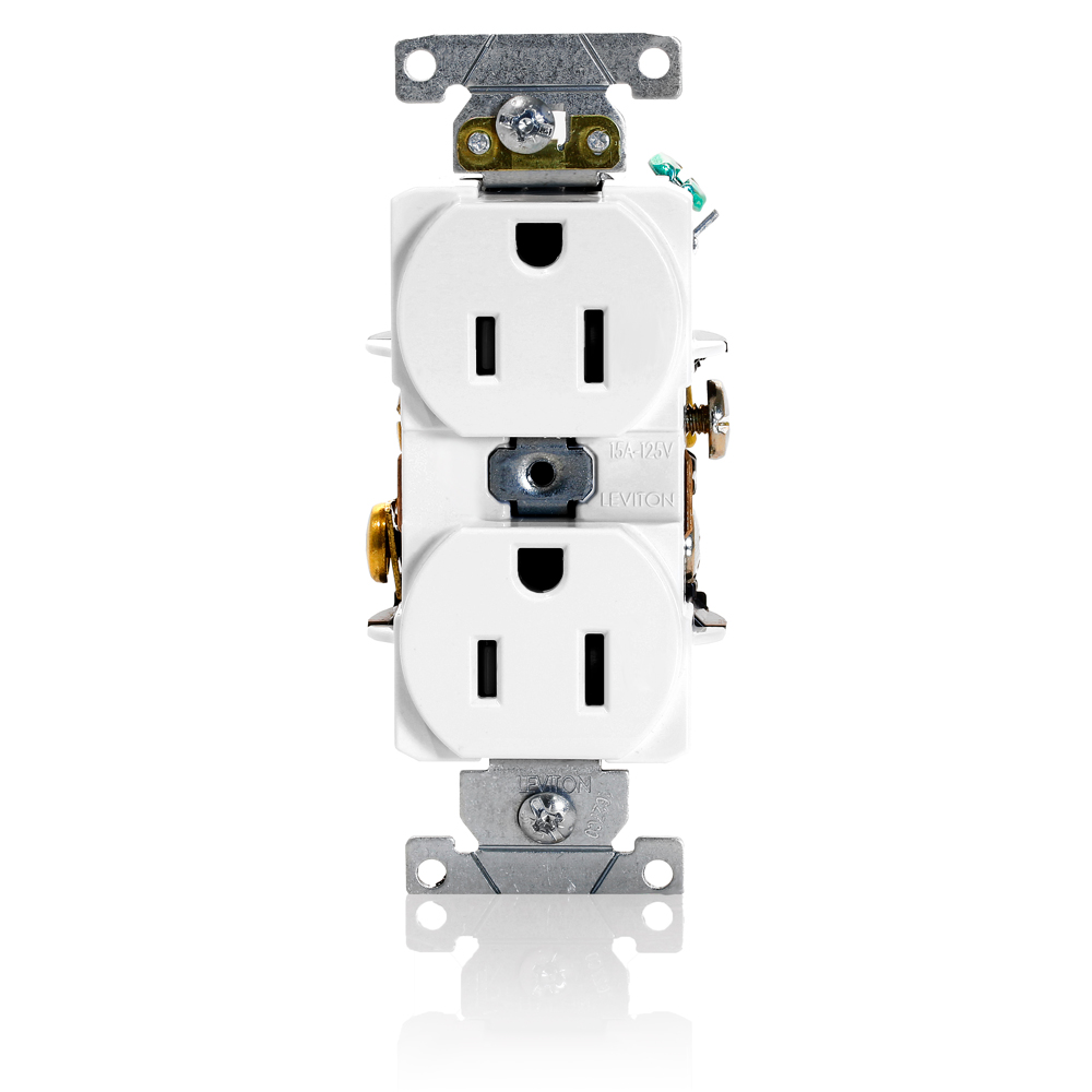 Product image for 15 Amp Duplex Receptacle/Outlet, Industrial Grade, Self-Grounding