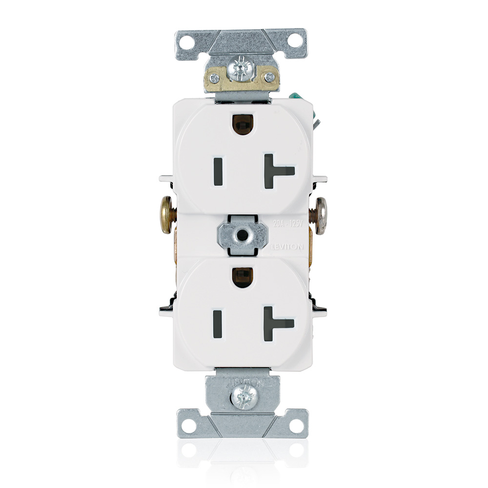 Product image for 20 Amp Duplex Receptacle/Outlet, Industrial Grade, Self-Grounding