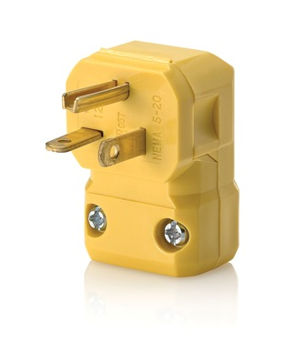 Product image for 20 Amp, 125 Volt, Straight Blade Plug, Industrial Grade