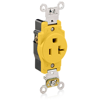Product image for 20 Amp Single Receptacle/Outlet, Industrial Grade, Corrosion-Resistant, Self-Grounding
