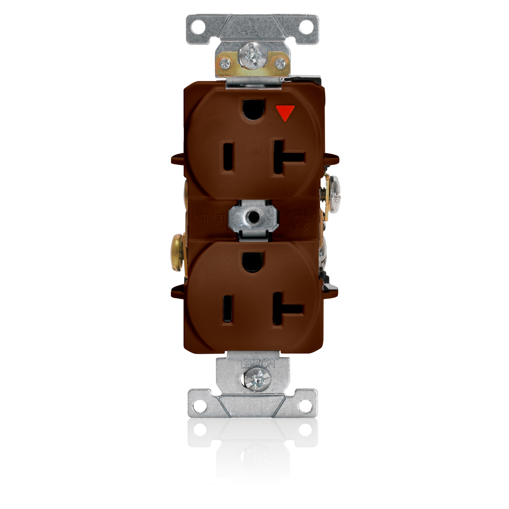 Product image for 20 Amp Isolated Ground Duplex Receptacle/Outlet, Industrial Grade, Self-Grounding, Isolated Ground