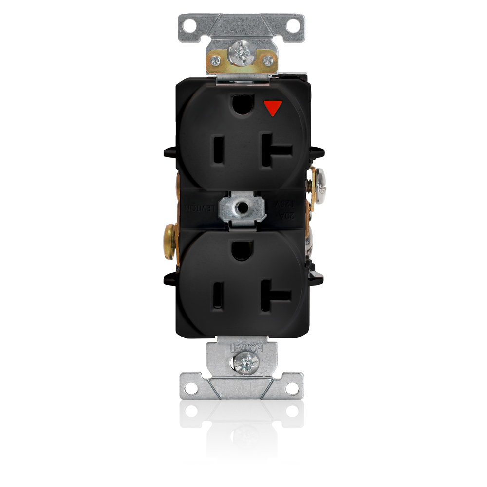 Product image for 20 Amp Isolated Ground Duplex Receptacle/Outlet, Industrial Grade, Self-Grounding