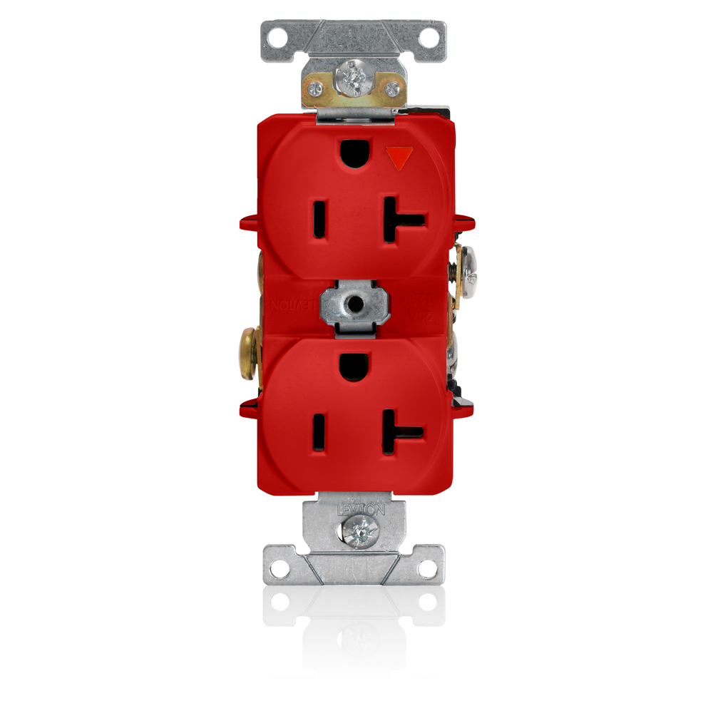Product image for 20 Amp Isolated Ground Duplex Receptacle/Outlet, Industrial Grade, Self-Grounding, Isolated Ground