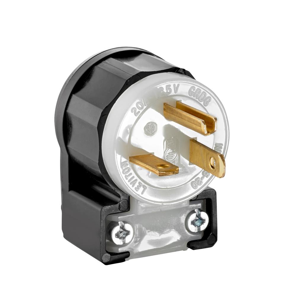 Product image for Straight Blade Plug, 20 Amp, 125 Volt, Industrial Grade - Black & White