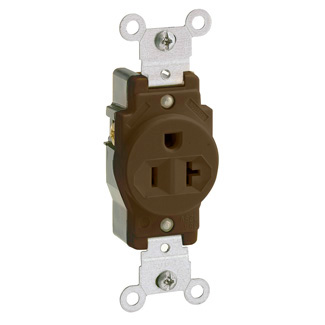 Product image for 20 Amp Single Receptacle/Outlet, Commercial Grade, Self-Grounding