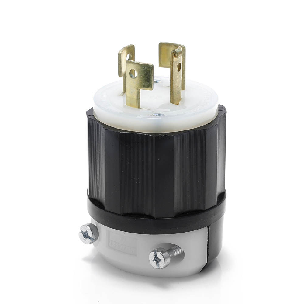Product image for Locking Plug, 20 Amp, 120/208 Volt, Industrial Grade, Black & White