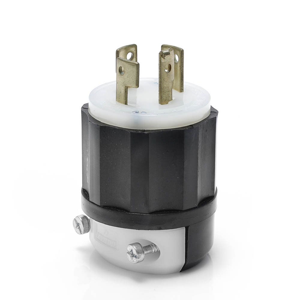 Product image for Locking Plug, 20/10 Amp, 250 Volt DC/600 Volt AC, Industrial Grade, Black & White