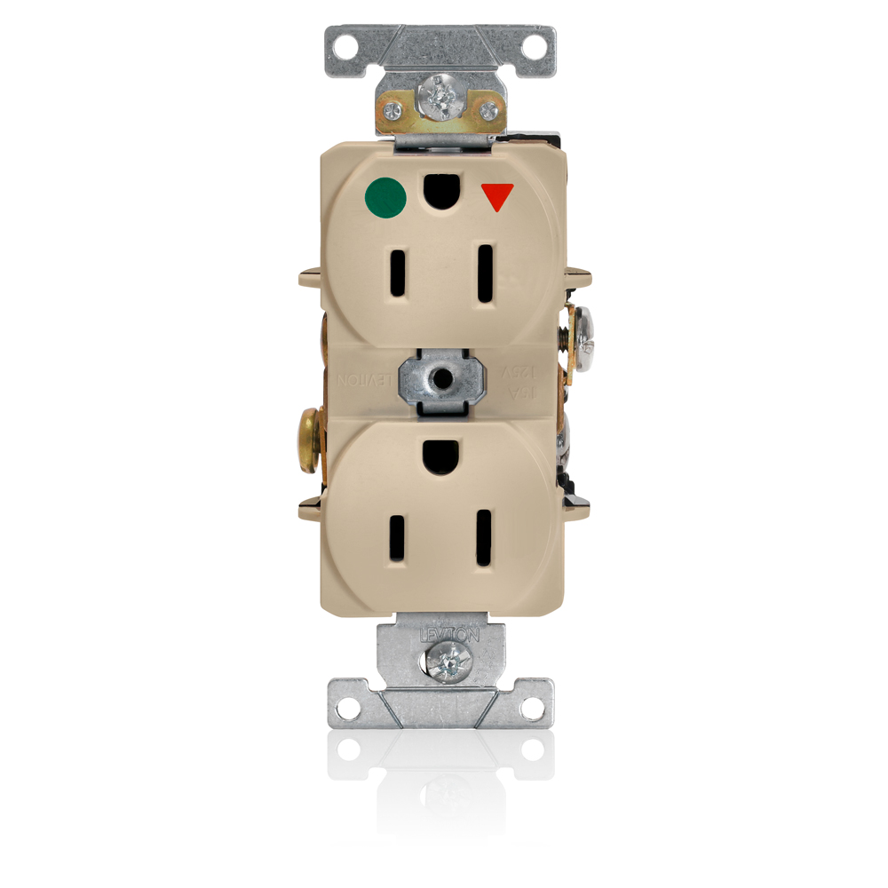 Product image for 15 Amp Isolated Ground Duplex Receptacle/Outlet, Hospital Grade, Self-Grounding