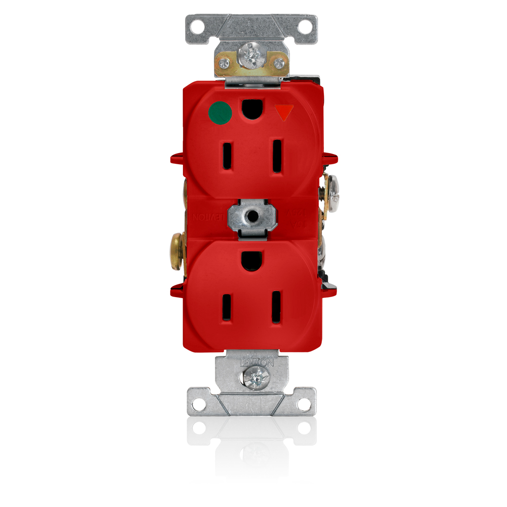 Product image for 15 Amp Isolated Ground Duplex Receptacle/Outlet, Hospital Grade, Self-Grounding