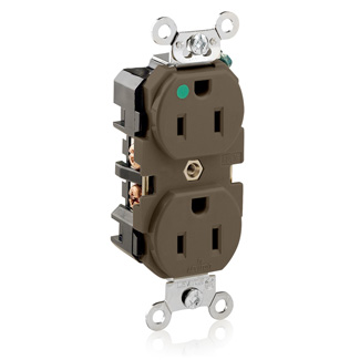 Product image for 15 Amp Duplex Receptacle/Outlet, Hospital Grade, Dual Voltage, Self-Grounding