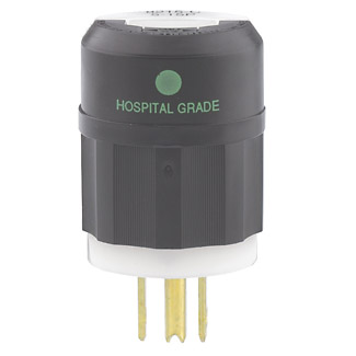 Product image for 15 Amp, 125 Volt, Straight Blade Plug, Hospital Grade