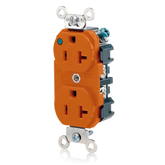 Product image for 20 Amp Duplex Receptacle/Outlet, Hospital Grade, Power Indication, Self-Grounding