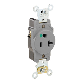 Product image for 20 Amp Single Receptacle/Outlet, Hospital Grade, Self-Grounding