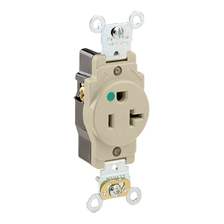 Product image for 20 Amp Single Receptacle/Outlet, Hospital Grade, Self-Grounding