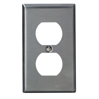 Product image for 1-Gang Duplex Wallplate, Standard Size, Magnetic Stainless Steel