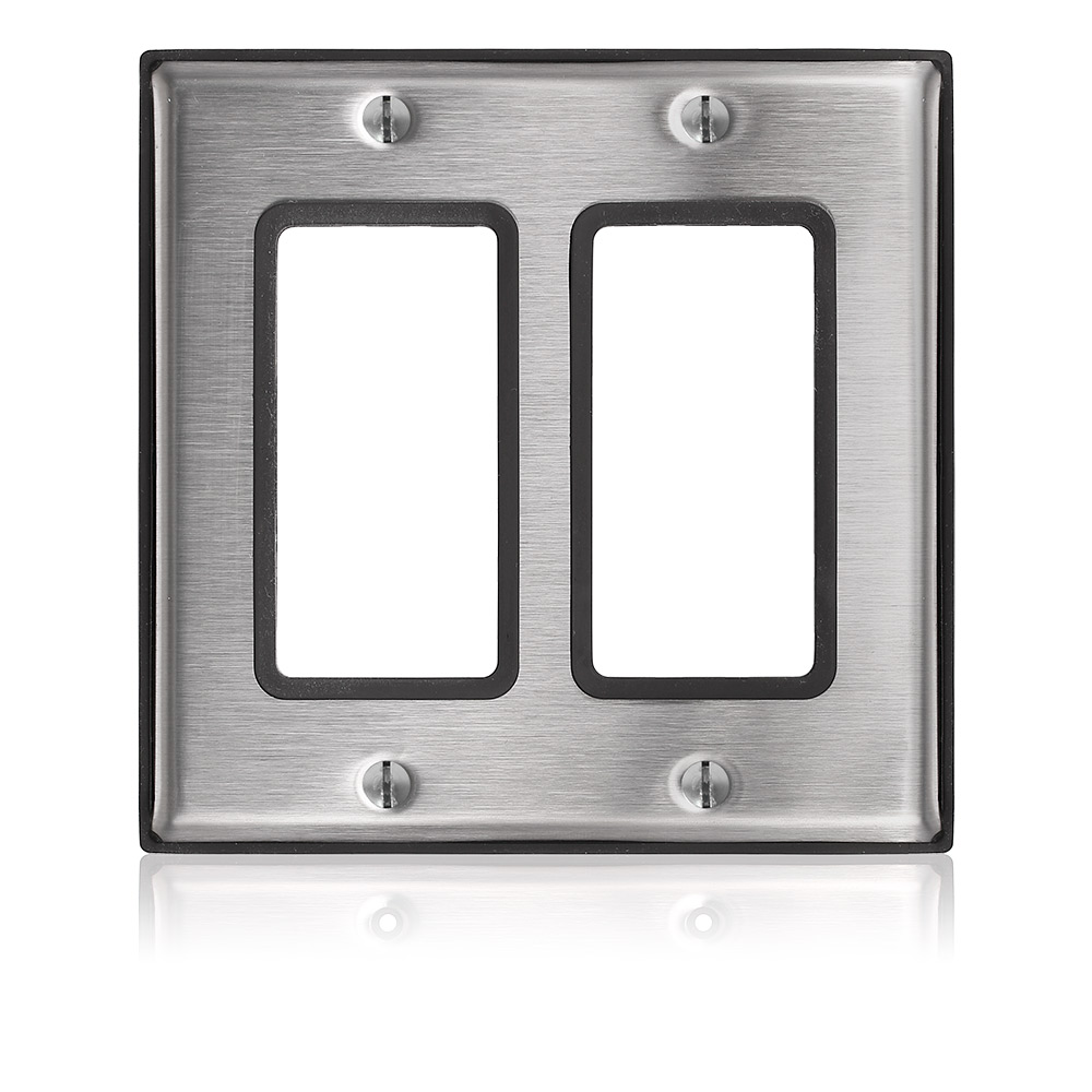Product image for 2-Gang Decora Wallplate, Standard Size, Non-Magnetic Stainless Steel