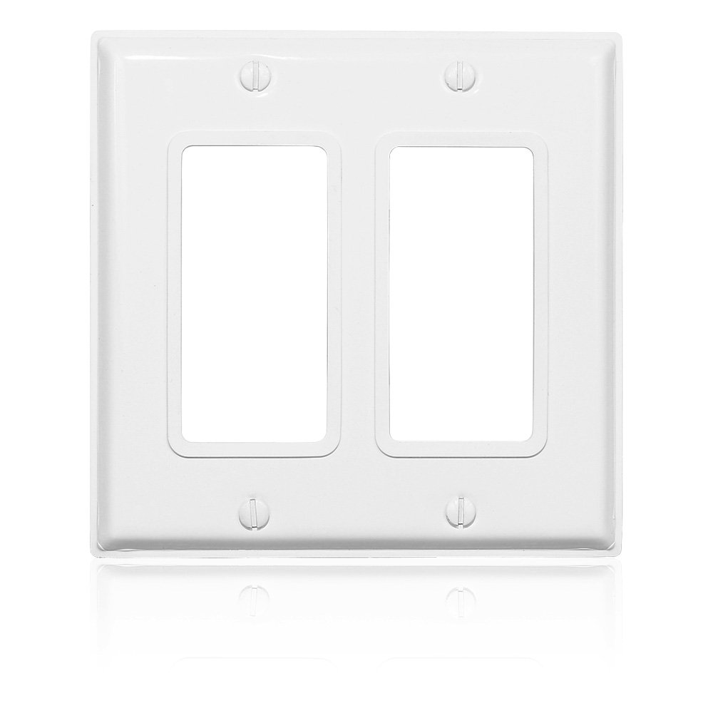 Product image for 2-Gang Decora Wallplate, Standard Size, Non-Magnetic Stainless Steel, White