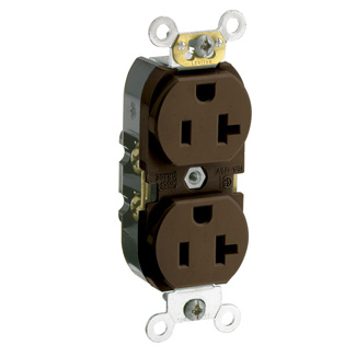 Product image for 20 Amp Duplex Receptacle/Outlet, Commercial Grade, Self-Grounding