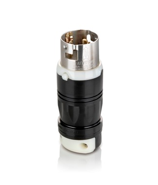 Product image for 50 Amp, 250 Volt, Black & White Locking Plug, Industrial Grade