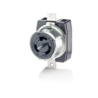 Product image for 50 Amp, 480 Volt, Black & White Locking Flush Mount Receptacle, Industrial Grade