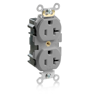 Product image for 20 Amp Lev-Lok® Duplex Receptacle/Outlet, Industrial Grade, Self-Grounding