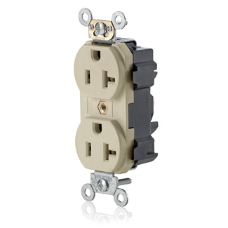 Product image for 20 Amp Lev-Lok® Duplex Receptacle/Outlet, Industrial Grade, Self-Grounding