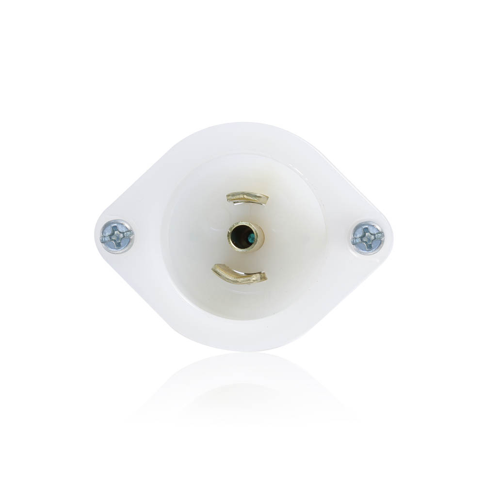 Product image for Mini Flanged Inlet Locking Receptacle, 15 Amp, 125 Volt, Industrial Grade, White