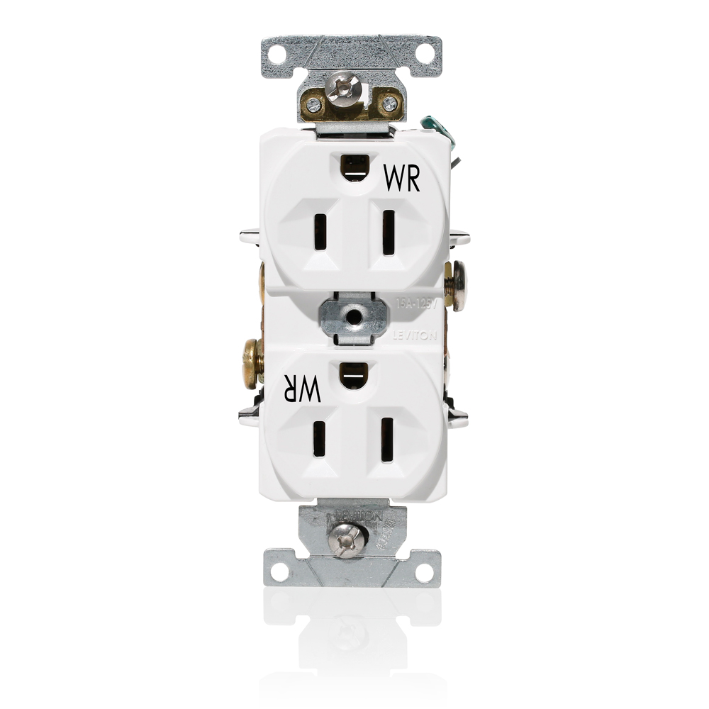 Product image for 15 Amp, 125 Volt, Duplex Receptacle Outlet, Heavy-Duty Industrial Grade