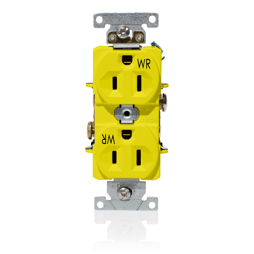 Product image for 15 Amp, 125 Volt, Duplex Receptacle Outlet, Heavy-Duty Industrial Grade