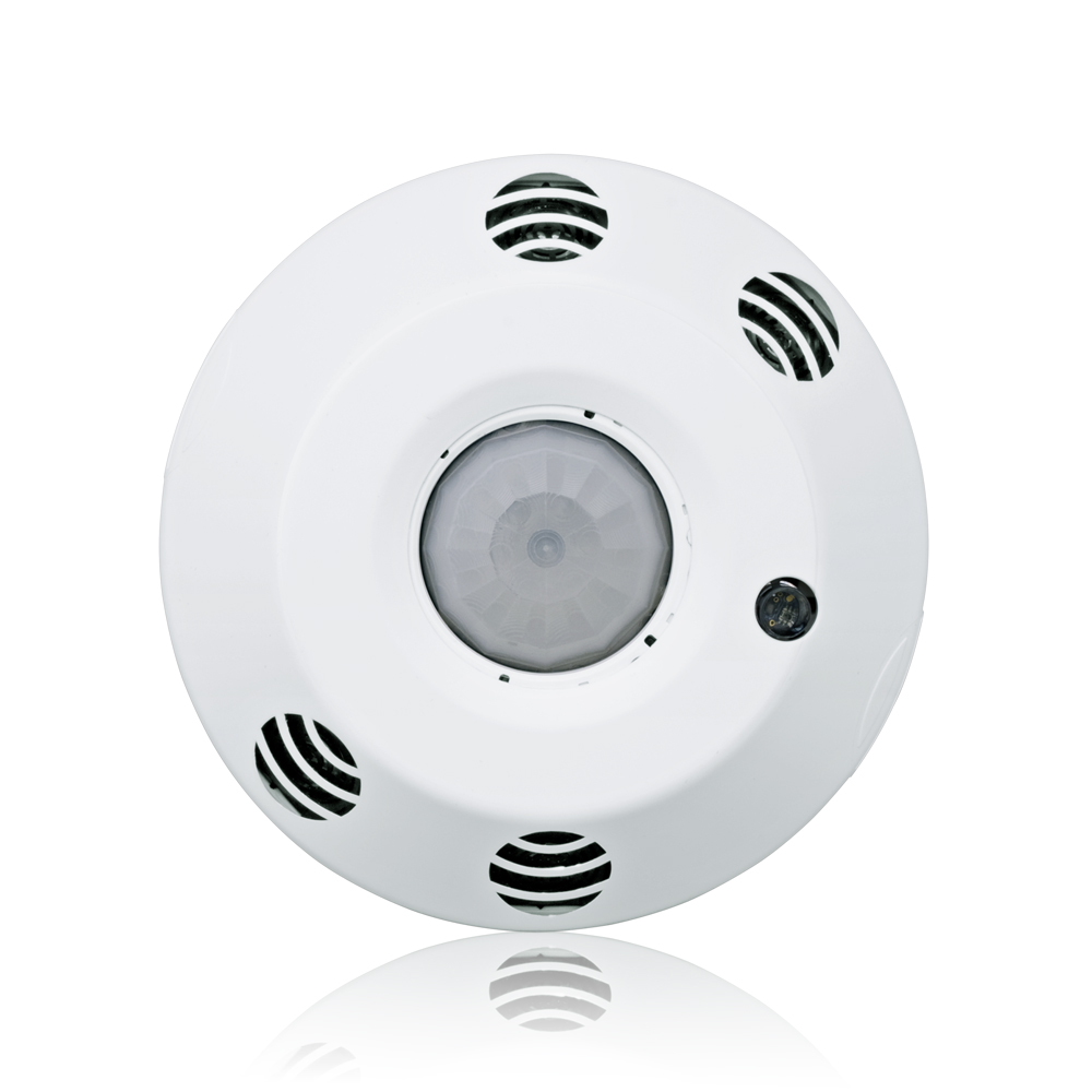 Product image for Occupancy Sensor with Integrated Photocell, Line Voltage, Multi-Tech, Ceiling Mount, 1000SF, 120-277V, Extended Range Lens installed, Provolt™