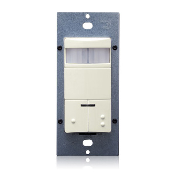 Product image for Occupancy Sensor, Dual Relay, PIR, Wall Switch, 2100SF, 120-277V, Light Almond, Made in USA with globally sourced components, Decora®