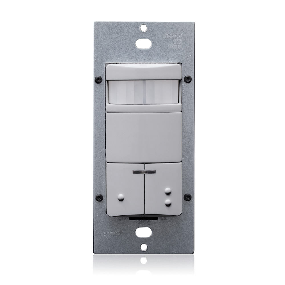 Product image for Occupancy Sensor, Dual Relay, PIR, Wall Switch, 2100SF, 120-277V, Grey, Made in USA with globally sourced components, Decora®