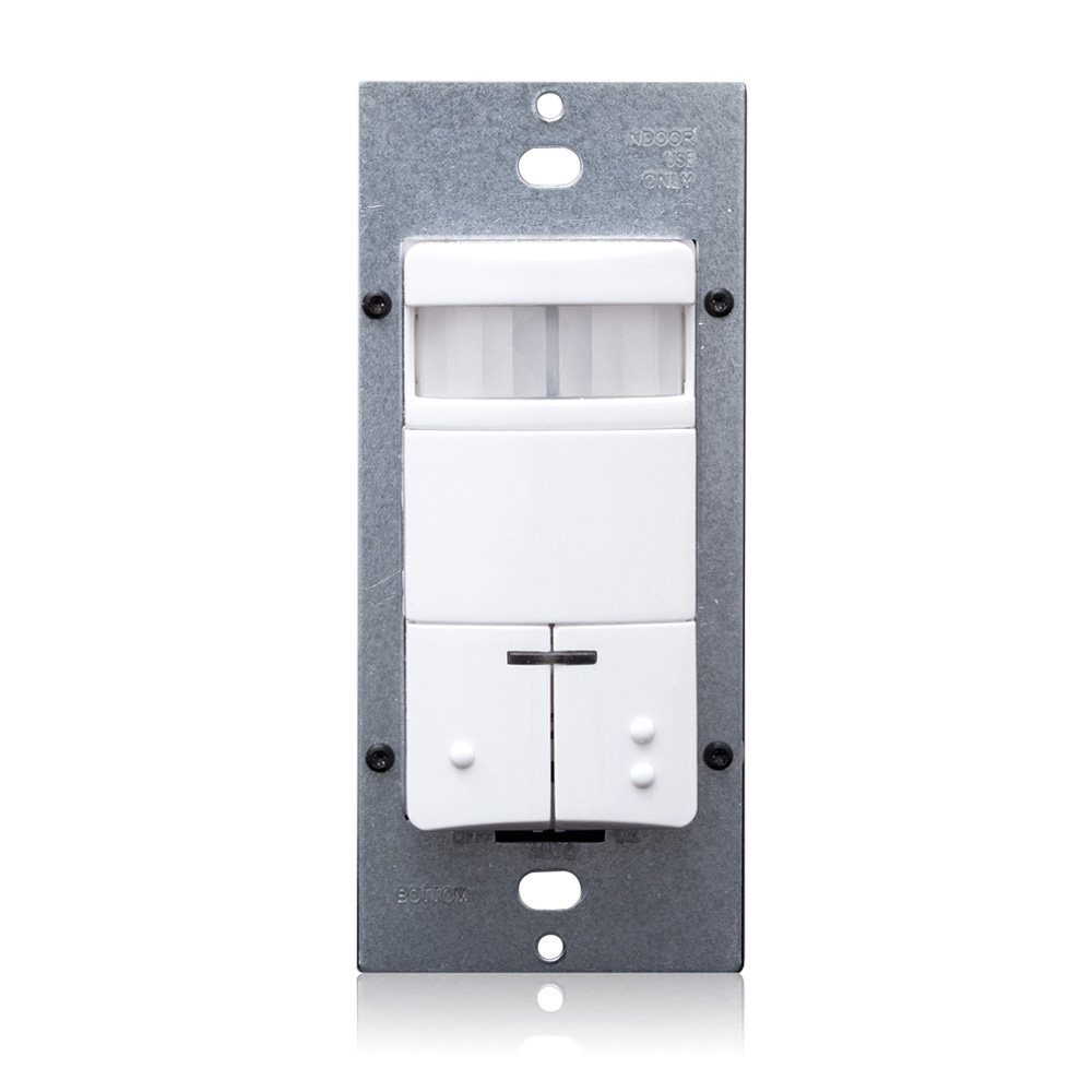 Product image for Occupancy Sensor, Dual Relay, PIR, Wall Switch, 2100SF, 120-277V, White, Made in USA with globally sourced components, Decora®