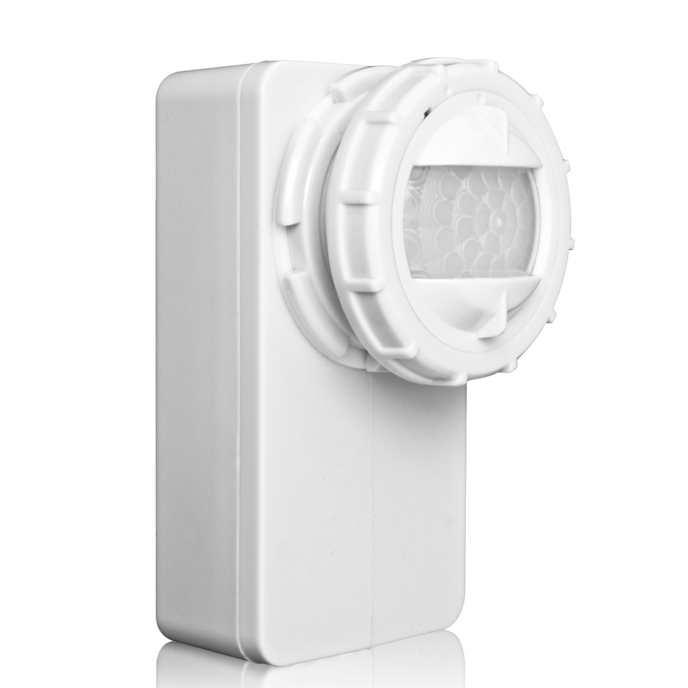 Product image for Occupancy Sensor, Fixture Mount, PIR, Outdoor, Integral Luminaire, 360 degree High-bay lens (20-40FT), 7.5 inch wire lead length, 24VDC, 50/60 Hz, Aisle Mask, UL listed, IP65 rated, White