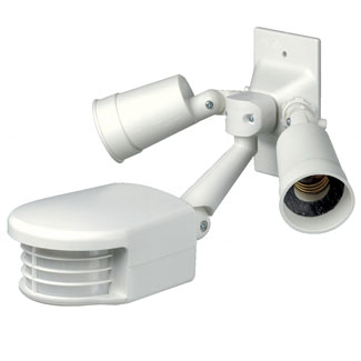 Product image for 1000W, 120 Volt AC, 60Hz, PIR, 200 Degree, 4000 Sq. Ft. Coverage, Outdoor Occupancy Sensor, w/ Dual Floodlights, Commercial Grade - White, Title 24 Compliant, ASHRAE 90.1 Compliant