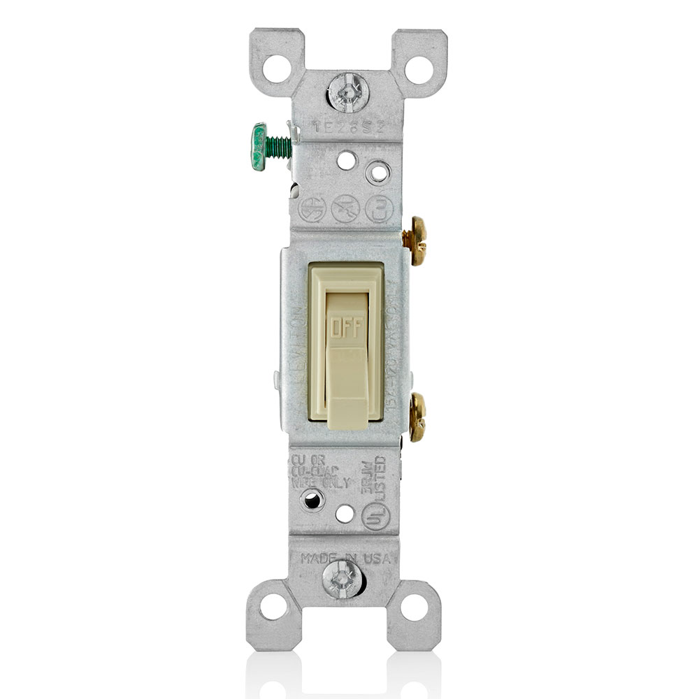 Product image for 15 Amp Single-Pole Toggle Switch, Grounding, Ivory