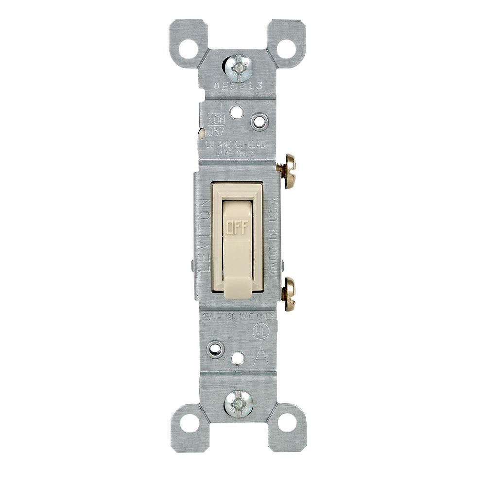 Product image for 15 Amp Single-Pole Toggle Switch, Non-Grounding, Ivory