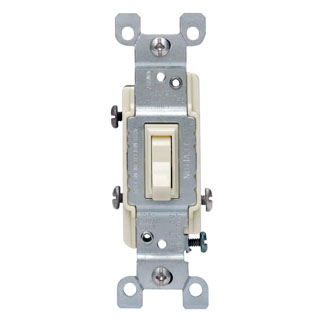 Product image for 15 Amp 3-Way Toggle Switch, Non-Grounding, White