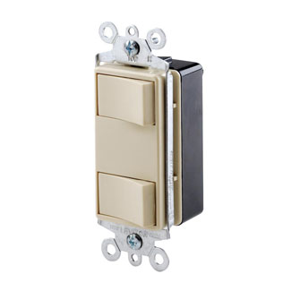 Product image for 15 Amp Decora Dual Rocker Switch, Illuminated, Ivory