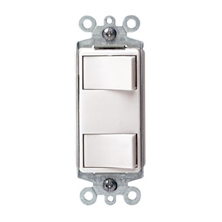 Product image for 15 Amp Decora Dual Rocker Switch, White