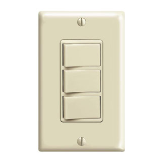 Product image for 15 Amp Decora Three Rocker Combination Switch, Ivory