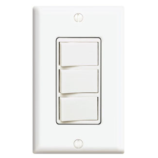 Product image for 15 Amp Decora Three Rocker Combination Switch, White