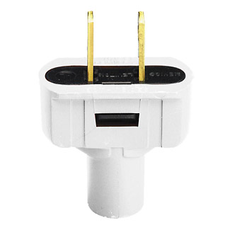 Product image for 15 Amp Non-Polarized Plug, Non-Grounding, White
