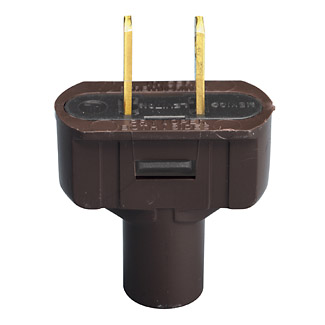 Product image for 15 Amp Non-Polarized Plug, Non-Grounding, Brown
