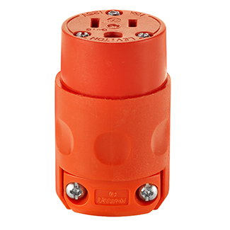 Product image for 15 Amp, 125 Volt, NEMA 5-15R, 2Pole, 3Wire Connector, Straight Blade, Orange