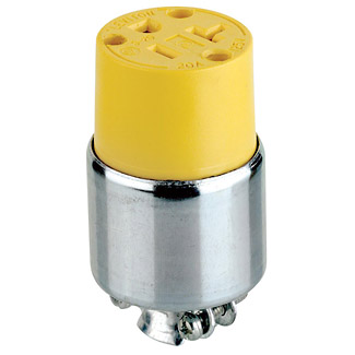Product image for 20 Amp, 125 Volt, NEMA 5-20R, 2P, 3W, Connector, Straight Blade, Commercial Grade, Armored, Grounding, Steel